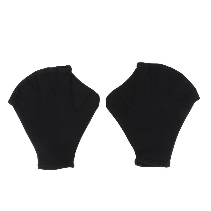 WINOMO 1 Pair Webbed Swimming Gloves Aquatic Traning Fit Paddles Water Resistance Diving Hand Web (Black) - Image 1
